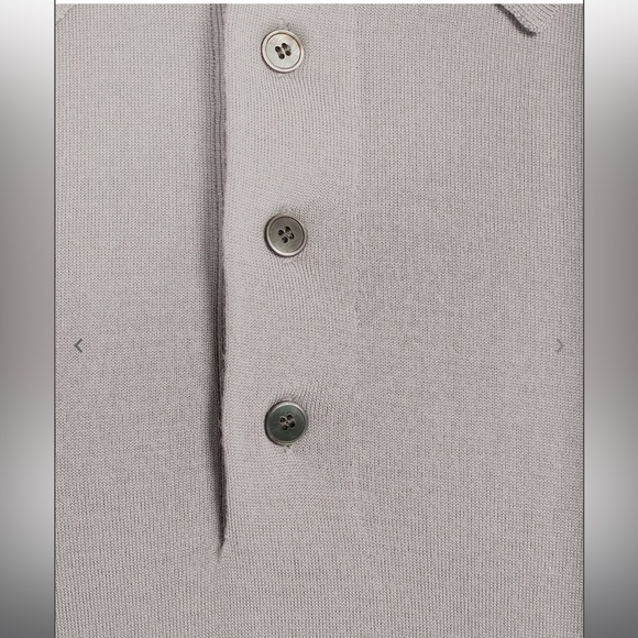 THEORY Light Grey Regal Wool Long-Sleeve Polo Shirt Size L - Picture 5 of 5